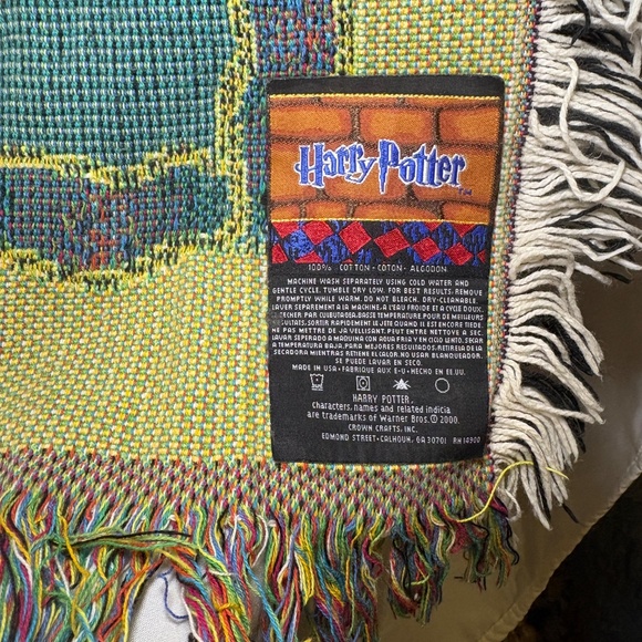 Vintage 2000 Harry Potter Tapestry Throw Blanket 45x57” Magic Wand JK Rawling - Picture 8 of 8